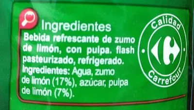 Lista de ingredientes del producto Limonada Carrefour 