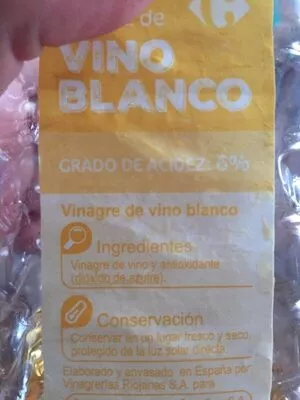 Lista de ingredientes del producto Vinagre vino blanco Carrefour 