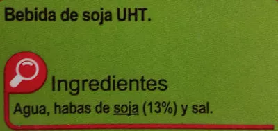 Lista de ingredientes del producto Bebida de soja sin azúcares añadidos Carrefour 1 l