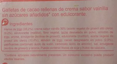List of product ingredients Galleta negra-blanca sin azúcares añadidos Carrefour 