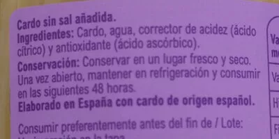 List of product ingredients Cardo sin sal añadida Carrefour 