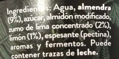 List of product ingredients Begetal de Almendra con Lima Kaiku 145 g