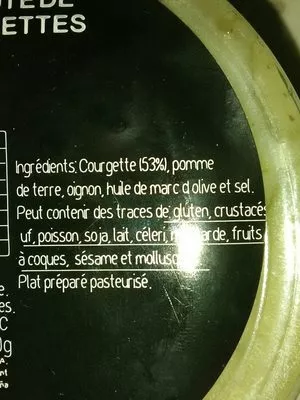Lista de ingredientes del producto Velouté courgette  