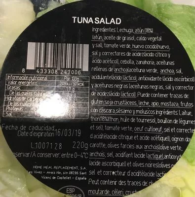List of product ingredients Salade de thon  