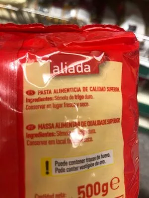 Lista de ingredientes del producto Espirales Aliada 500 g