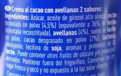 List of product ingredients Crema de cacao con avellanas sabores tarro Aliada 