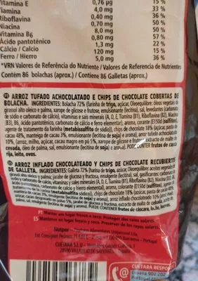Liste des ingrédients du produit Choco flakes Cuetara 450 g