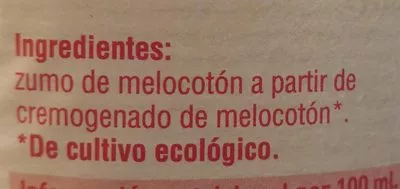List of product ingredients Zumo de melocoton Veritas 