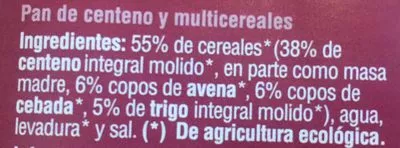 Lista de ingredientes del producto Pa Alemany De Sègol I Multicereals Eco Veritas 500G Veritas 