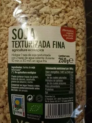 List of product ingredients Soja texturizada fina Veritas 250 g