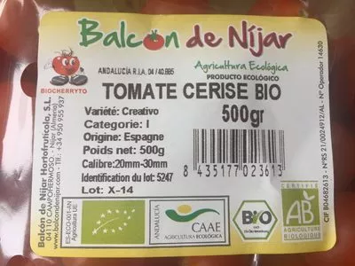 List of product ingredients Tomate cerise bio Bio Sabor 500 g