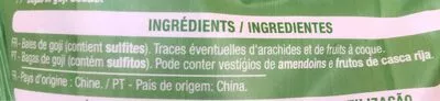 Liste des ingrédients du produit Baies de goji Auchan 150 g