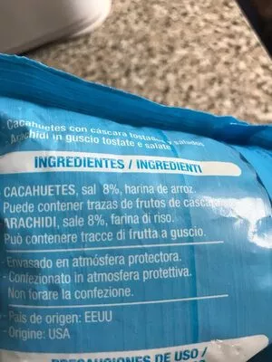 Lista de ingredientes del producto Cacahuetes con cáscara salado Auchan 500 g