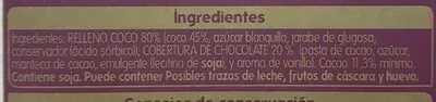 Lista de ingredientes del producto Turrón Coco banado al chocolate Hiper Dino 
