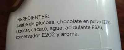 Lista de ingredientes del producto Chocolat liquide  