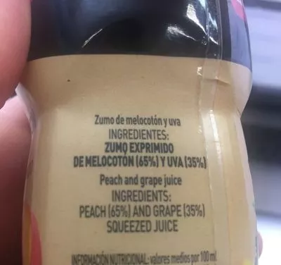 Liste des ingrédients du produit Melocoton uva Zumosol 