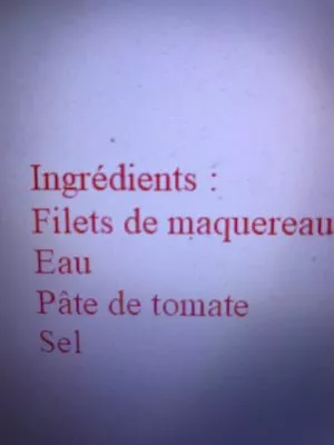 Liste des ingrédients du produit MAQUEREAU A LA TOMATE Benimar 