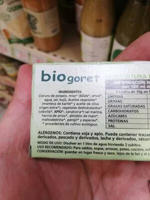 Lista de ingredientes del producto Caldo Vegetal bajo en sal con aceite de oliva virgen extra Biogoret 