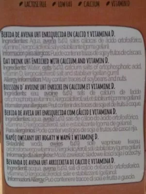 Lista de ingredientes del producto Oat Drink Frias 1 l