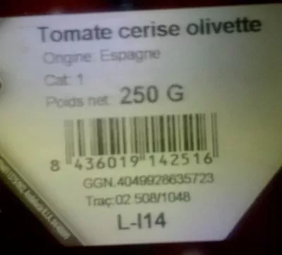 Liste des ingrédients du produit Tomate cerise  