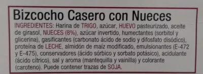 Lista de ingredientes del producto Bizcocho casero con nueces Musfi's 360 g