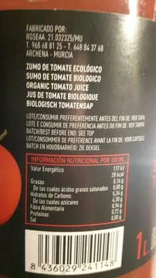 Liste des ingrédients du produit Jus de tomates biologique delizum 
