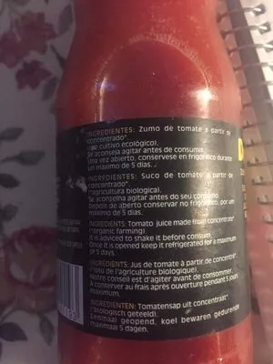 List of product ingredients Zumo tomate eco Delizum 