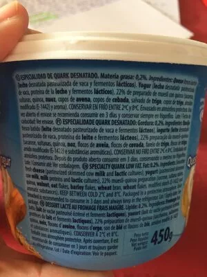 Lista de ingredientes del producto Quark queso fresco batido con yogur muesli y quinoa 0% Flor de Burgos 