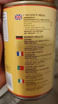 Lista de ingredientes del producto Leche de coco AP 400 ml