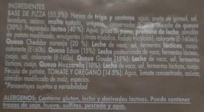 Lista de ingredientes del producto pizza deoro 380 g
