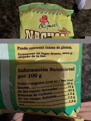 Lista de ingredientes del producto Nachos Tortilla Chips chefmex 