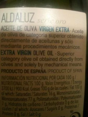 Lista de ingredientes del producto Aceite Andaluz Virgen Extra aldaluz 