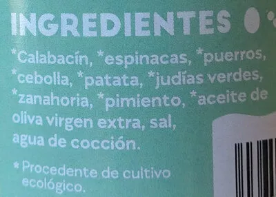 List of product ingredients Crema de verduras y hortalizas  