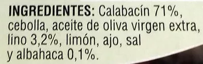 Lista de ingredientes del producto Calabacín con albahaca y lino ¿Y si? de Bouquet 150 g
