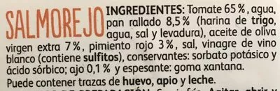 Lista de ingredientes del producto Salmorejo Casa Mas 1 l