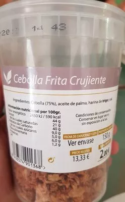 Lista de ingredientes del producto Cebollo Frita Crujiente  