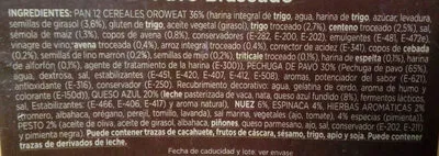Lista de ingredientes del producto Bloomer de Pavo braseado LM Sandwich 200 g