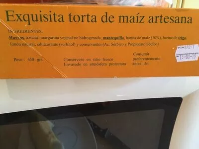 Lista de ingredientes del producto Torta de maíz de Guitiriz la esquina 