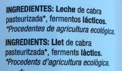 List of product ingredients Kefir de cabra bio nadolc 
