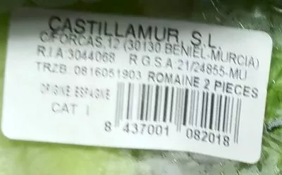 Lista de ingredientes del producto Salade Romaine Fresco Fresh Mediterraneo 2 pièces