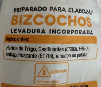 List of product ingredients Preparado para elaborar bizcochos Aragonesa 1 kg