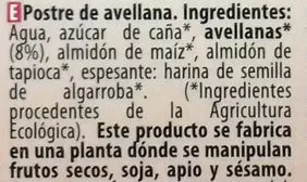 List of product ingredients Postre de avellana original NaturGreen 250 g (2 x 125 g)