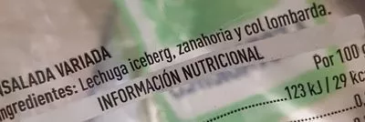 List of product ingredients Salatmischung 4 Estaciones Mercadona 