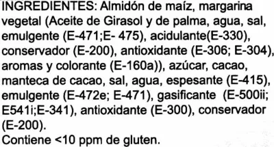 Lista de ingredientes del producto Palmeritas choco sin gluten Espsilon 100 g (3 Uds)