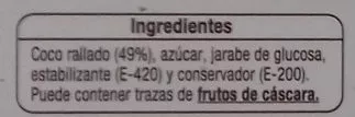 Lista de ingredientes del producto Turron de coco Auchan 250 g