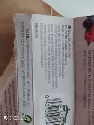 Lista de ingredientes del producto Yogur con frutas del bosque Casa Grande de Xanceda 2x125g