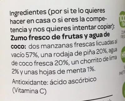 Lista de ingredientes del producto Detox green monster coco  