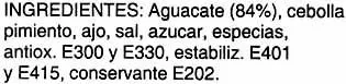 Liste des ingrédients du produit Guacamole Frudel 200g (neto)