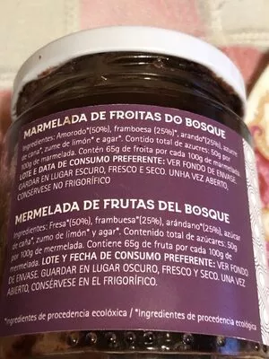 Lista de ingredientes del producto Marmelada de froitas de bosque Amorodo 
