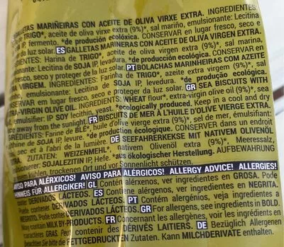 Lista de ingredientes del producto mariñeiras Daveiga 